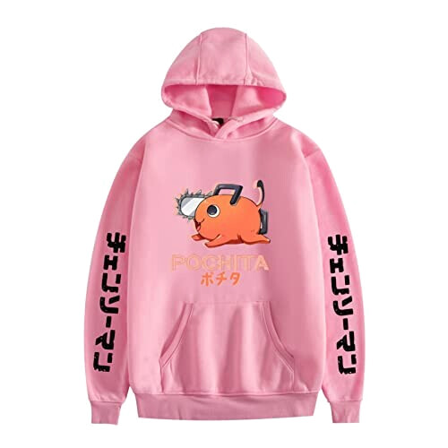 Sweat à capuche Pochita - Chainsaw Man - rose b homme/femme