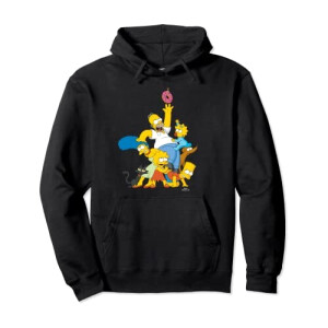 Sweat à capuche Homer Simpson, Bart Simpson, Marge Simpson, Lisa Simpson, Donut - Simpsons - noir homme/femme
