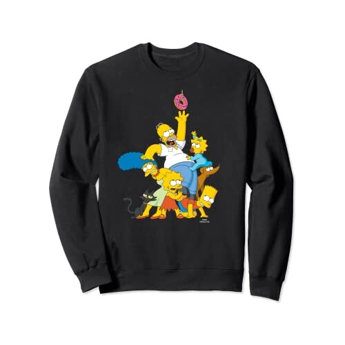 Sweat à capuche Homer Simpson, Bart Simpson, Marge Simpson, Lisa Simpson, Donut - Simpsons - noir homme/femme