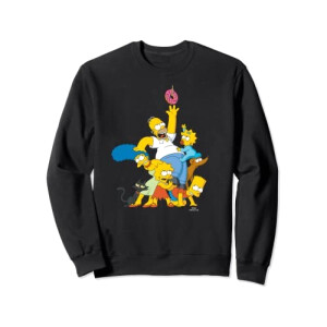 Sweat à capuche Homer Simpson, Bart Simpson, Marge Simpson, Lisa Simpson, Donut - Simpsons - noir homme/femme