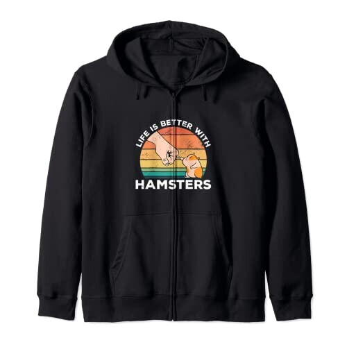 Sweat à capuche Hamster noir homme/femme
