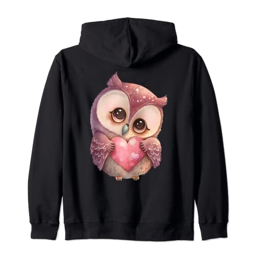 Sweat à capuche Hibou noir femme