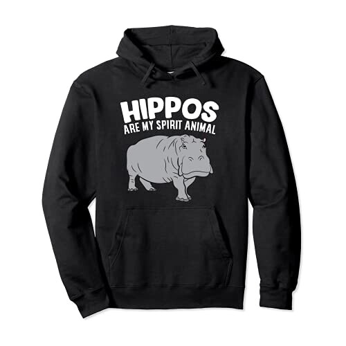 Sweat à capuche Hippopotame noir homme/femme