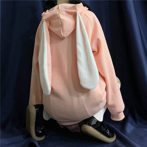Sweat à capuche Lapin rose femme variant 6 