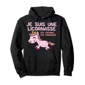 Sweat à capuche Licorne noir femme