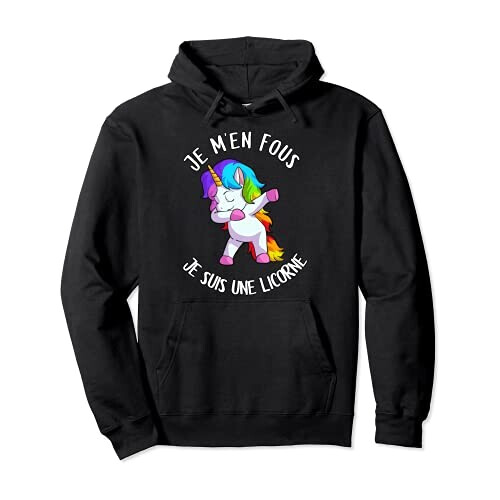 Sweat à capuche Licorne noir fille