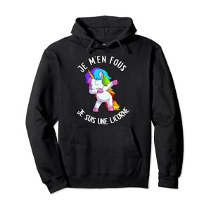 Sweat à capuche Licorne noir fille