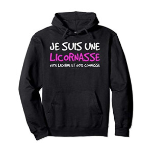 Sweat à capuche Licorne noir femme