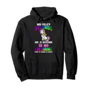 Sweat à capuche Licorne noir femme