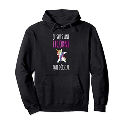 Sweat à capuche Licorne noir femme
