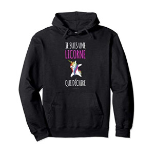 Sweat à capuche Licorne noir femme