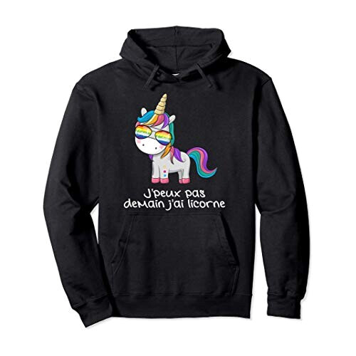 Sweat à capuche Licorne noir fille