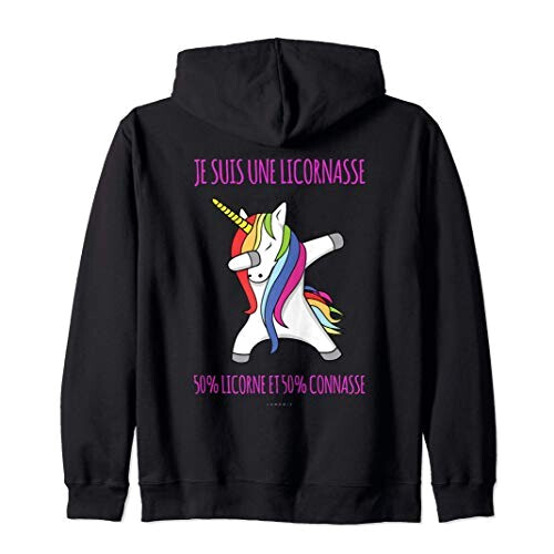 Sweat à capuche Licorne noir femme