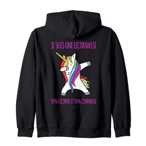 Sweat à capuche Licorne noir femme
