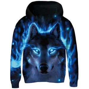 Sweat à capuche Loup bleu fille/garçon