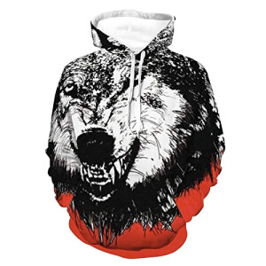Sweat à capuche Loup motif tête de en colère homme/femme