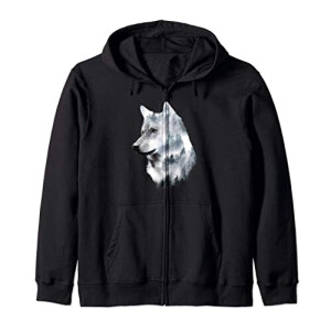 Sweat à capuche Loup noir homme/femme