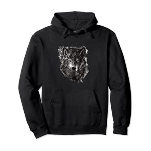 Sweat à capuche Loup noir homme/femme