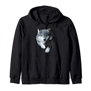 Sweat à capuche Loup noir homme/femme