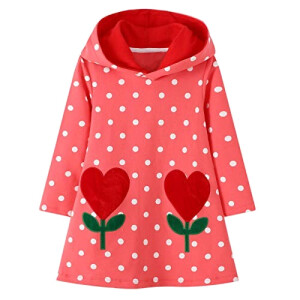 Sweat à capuche Rose - Fleur - pois & fille/garçon